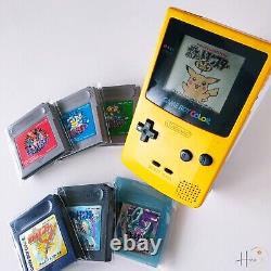 Nintendo Gameboy Color Console Yellow Japan Tested with Pokemon 7 games set