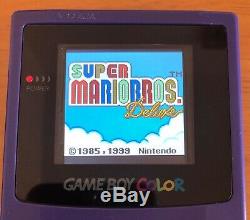 Nintendo Gameboy Color GBC Colour Grape Console backlight MicroUSB Glass screen