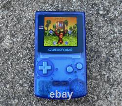 Nintendo Gameboy Color, GBC, IPS backlit screen V2, Louder sound, Clear Blue