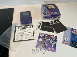 Nintendo Gameboy Color Grape Purple Console Boxed Complete Papers Mr Mario Game
