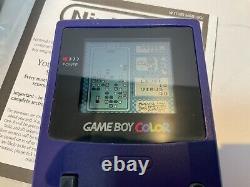 Nintendo Gameboy Color Grape Purple Console Boxed Complete Papers Mr Mario Game