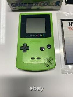 Nintendo Gameboy Color Kiwi Green (aka lime green) with box and manual READ