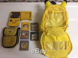 Nintendo Gameboy Color Pikachu Console + 5 Games Pokemon Yellow Gold Challange