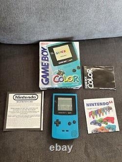 Nintendo Gameboy Color Teal Console Boxed Good Cond & Manuals Etc