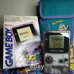 Nintendo Gameboy Color Transparent/Atomic Purple Boxed Tested and Working