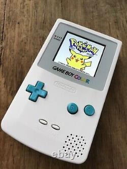 Nintendo Gameboy Colour Color White Teal Handheld Gaming Console BACKLIT IPS