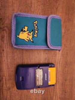 Nintendo Gameboy Colour Grape with Rare Retro Carrying case and Pokemon Yellow