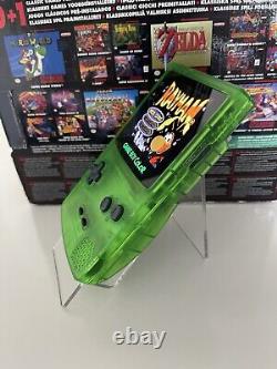 Nintendo Gameboy Colour with Brand New 2024 AMOLED Screen Mod Custom Clear Green