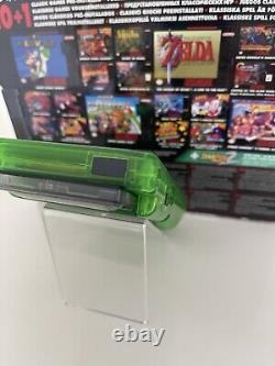 Nintendo Gameboy Colour with Brand New 2024 AMOLED Screen Mod Custom Clear Green