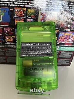 Nintendo Gameboy Colour with Brand New 2024 AMOLED Screen Mod Custom Clear Green