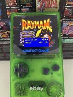 Nintendo Gameboy Colour with Brand New 2024 AMOLED Screen Mod Custom Clear Green