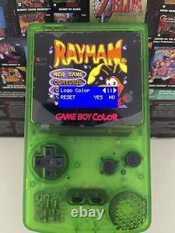 Nintendo Gameboy Colour with Brand New 2024 AMOLED Screen Mod Custom Clear Green