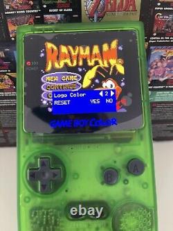 Nintendo Gameboy Colour with Brand New 2024 AMOLED Screen Mod Custom Clear Green