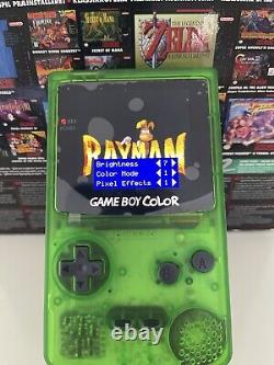 Nintendo Gameboy Colour with Brand New 2024 AMOLED Screen Mod Custom Clear Green