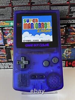 Nintendo Gameboy Colour with Brand New 2024 AMOLED Screen Mod Custom Clear Purpl