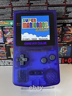 Nintendo Gameboy Colour with Brand New 2024 AMOLED Screen Mod Custom Clear Purpl