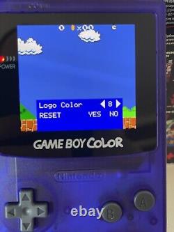 Nintendo Gameboy Colour with Brand New 2024 AMOLED Screen Mod Custom Clear Purpl