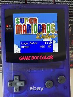 Nintendo Gameboy Colour with Brand New 2024 AMOLED Screen Mod Custom Clear Purpl