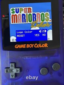 Nintendo Gameboy Colour with Brand New 2024 AMOLED Screen Mod Custom Clear Purpl