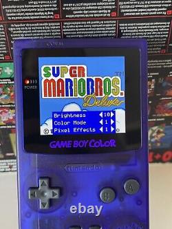 Nintendo Gameboy Colour with Brand New 2024 AMOLED Screen Mod Custom Clear Purpl