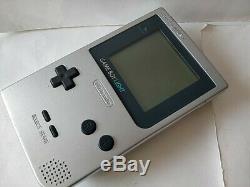 Nintendo Gameboy Light Silver color console MGB-101 and Game set/tested-c0407