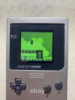 Nintendo Gameboy Pocket Silver Custom Backlit Colour Screen Modified With Mario