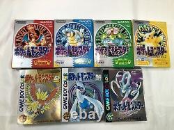 Nintendo Gameboy color console clear with 7 pokemon softs set GBC japan #0040C