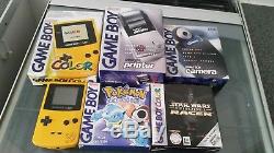 Nintendo gameboy color Yellow Console Bundle Including Pokemon Blue