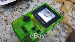 Original Nintendo Gameboy Color with backlit ags101 mod Clear Green shell