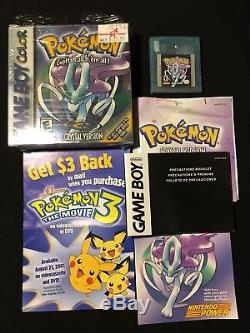 Pokemon Crystal Version GBC (Nintendo Game Boy Color, 2001)NR MNT CIB TESTED