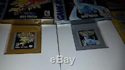 Pokemon Gold + Silver (Nintendo Game Boy Color) Complete set lot of two Boxed