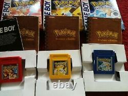 Pokémon Red Yellow Blue Version Special Pikachu Edition Boxed Gameboy Color GBC