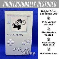 Restored Backlit Color Nintendo Game Boy Dmg-01 Ips 11% Larger Screen White