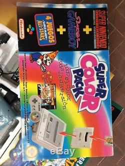 Super Nintendo Snes Pack Color Mario All Stars + Game Boy Pal Espana Esp Rare