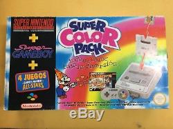 Super Nintendo Snes Pack Color Mario All Stars + Game Boy Pal Espana Esp Rare