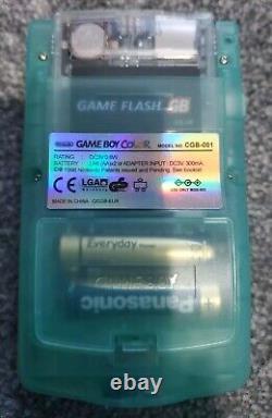 Transparent Green Custom AMOLED Game Boy Color + Extras