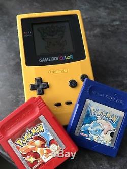 Yellow Nintendo Game Boy Color with POKEMON Yellow, Red, Blue Version Pal