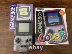 100% Oem Nintendo Gameboy Color System Atomic Clear Purple Complete In Box Good
