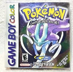 Authentic Pokemon Crystal Version (game Boy Color, 2001) Dans La Boîte Avec Manuel