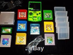 Backlit GB Boy Color Avec 8 Jeux Pokemon + Gba Sp Ags 001 Link Cable & Charger