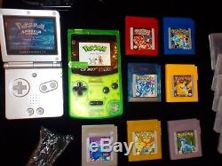 Backlit GB Boy Color Avec 8 Jeux Pokemon + Gba Sp Ags 001 Link Cable & Charger