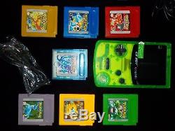 Backlit GB Boy Color Avec 8 Jeux Pokemon + Gba Sp Ags 001 Link Cable & Charger