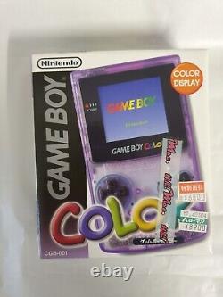 Boîte de Gameboy Color violette atomique avec tous les manuels et console rar japonaise