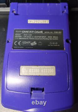 Boîtier violet pour console Game Boy Color avec écran LCD, console de jeu portable Gameboy rétro modifiée.