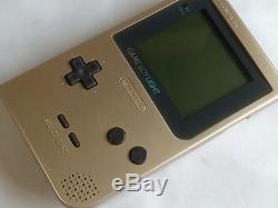 Console Couleur Nintendo Gameboy Light Gold Mgb-101 Coffret / Rétroéclairage Ok-f8