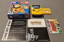 Console De Jeu Nintendo Game Boy Color Pokemon Edition Jaune Boîte Complète Cib