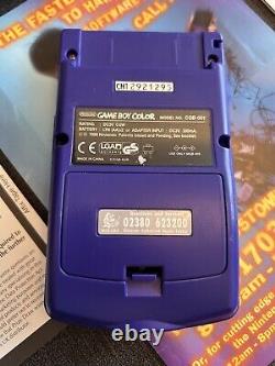Console GameBoy Color Purple Raisin Complet en Boîte & Manuels Bon État