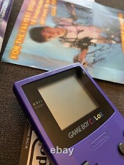 Console GameBoy Color Purple Raisin Complet en Boîte & Manuels Bon État