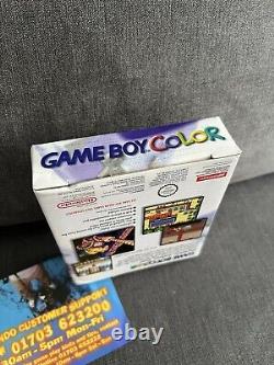 Console GameBoy Color violette raisin complète dans sa boîte avec manuels, système proche du neuf.