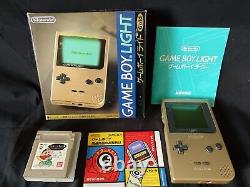 Console Nintendo Game Boy Light de couleur or MGB-101, manuel et boîte set-g0605